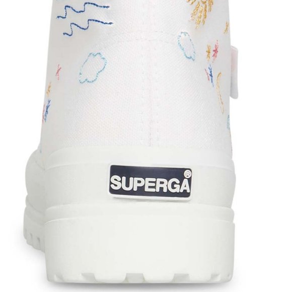 Superga White & Blue Sky Embroidery-Accent Alpina Platform Hi-Top Sneaker 38 - Picture 4 of 5